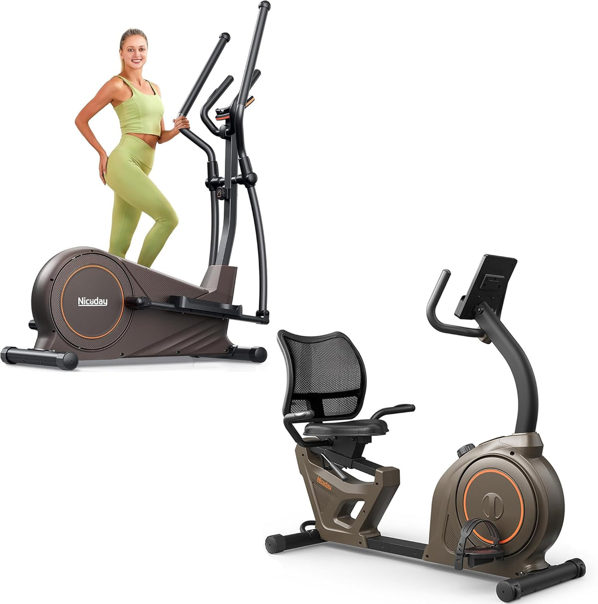 16 Resistance Levels Elliptical Machine and Recumbent Exercise Bike J4219