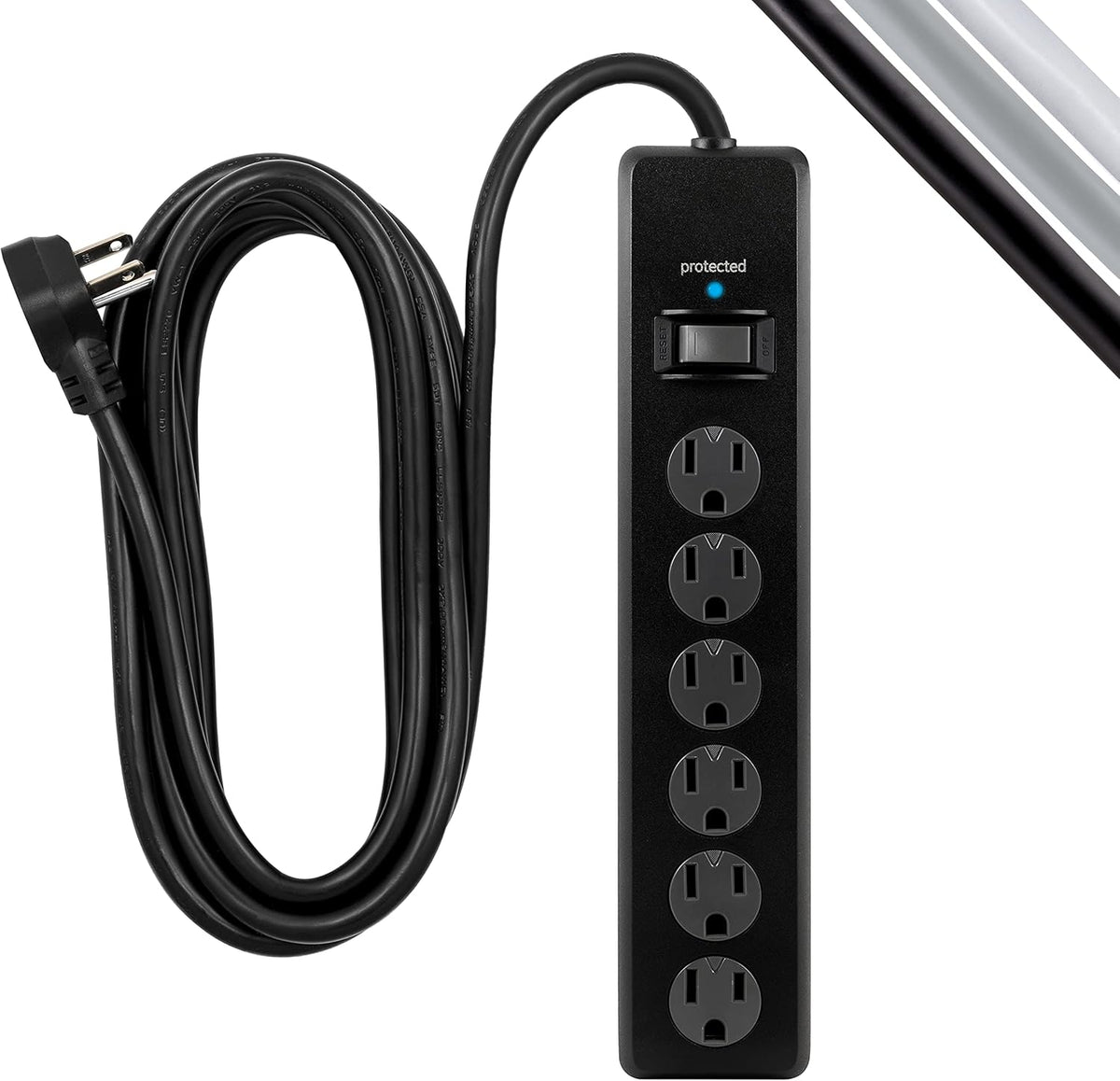 6-Outlet Surge Protector, 2 Pack, 20 Ft Extension Cord, White W57345