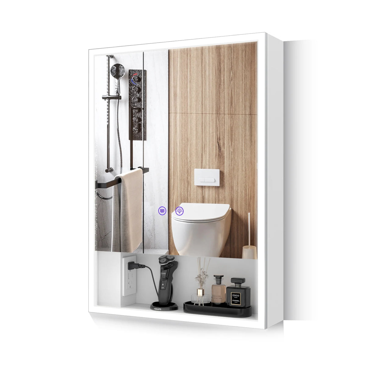 28 x 20 Inch Led Medicine Cabinet with Defog Storage Shelves L845805