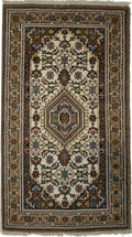 Cream Floral Tribal Oriental Rug X400789