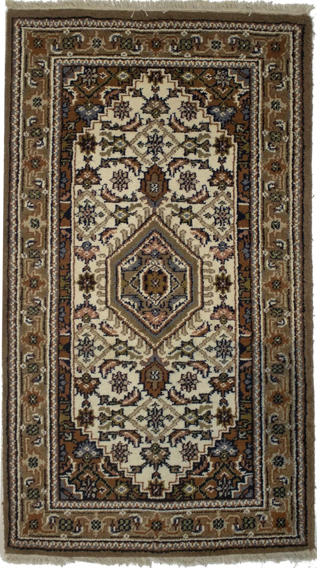 Cream Floral Tribal Oriental Rug X400789