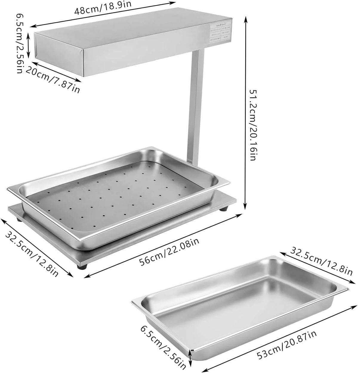 Stainless Steel French Fry Warmer with Heat Lamp H972