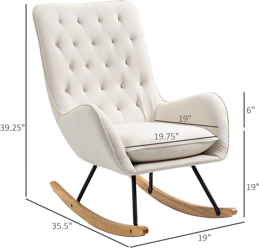 Cream White Fabric Rocking Chair A488712