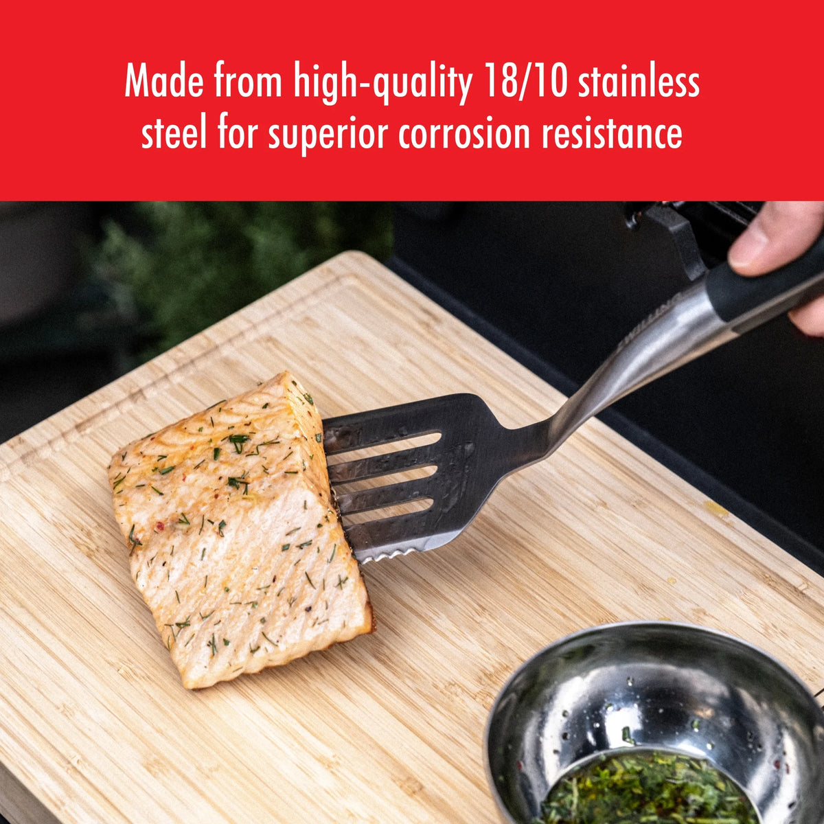 17-inch Stainless Steel Grill Spatula with Serrated Edge F4931