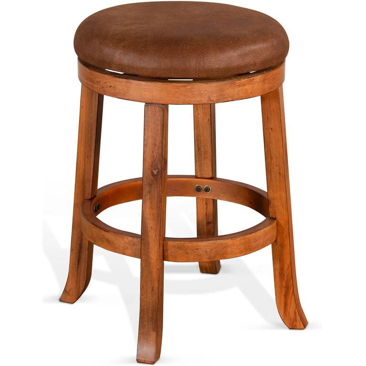 24" Mahogany Wood Backless Swivel Stool Set of 2 G35234