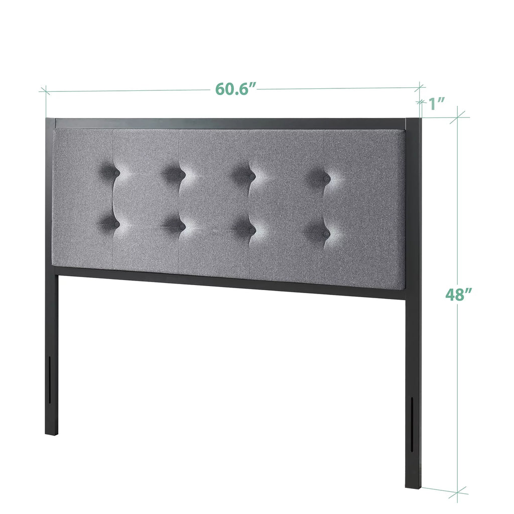 Queen Gray Upholstered Metal Headboard R849