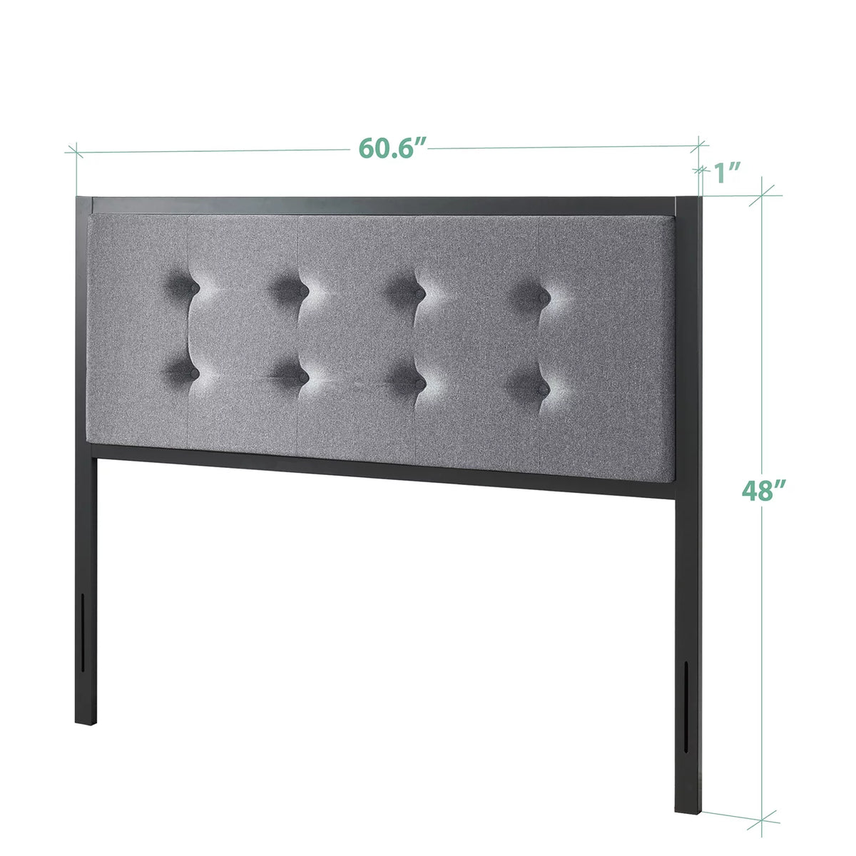 Queen Gray Upholstered Metal Headboard R849