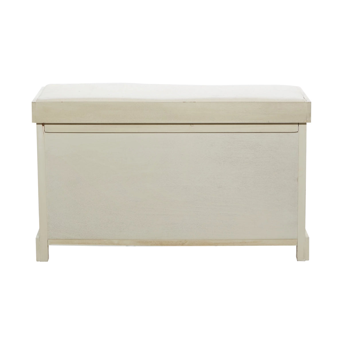 White Wood Storage Bench with Cushion Seat V9037