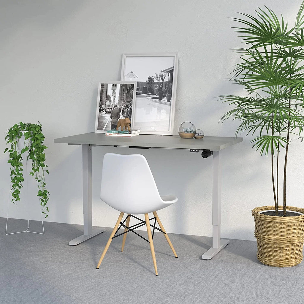Electric Height Adjustable Desk 48"x24" Brushed Silver Frame Grey Top Y500147