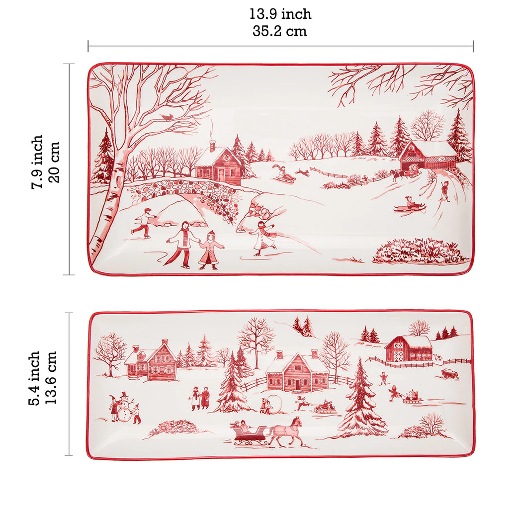 Ceramic 14 inch Rectangular Serving Platter, Set of 2 F4748