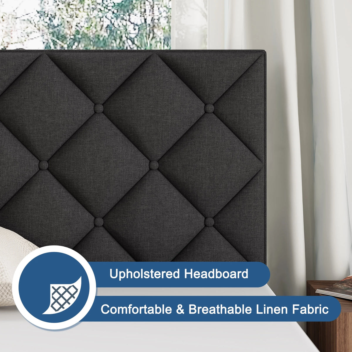 Queen Size Platform Bed with Wingback Headboard S711