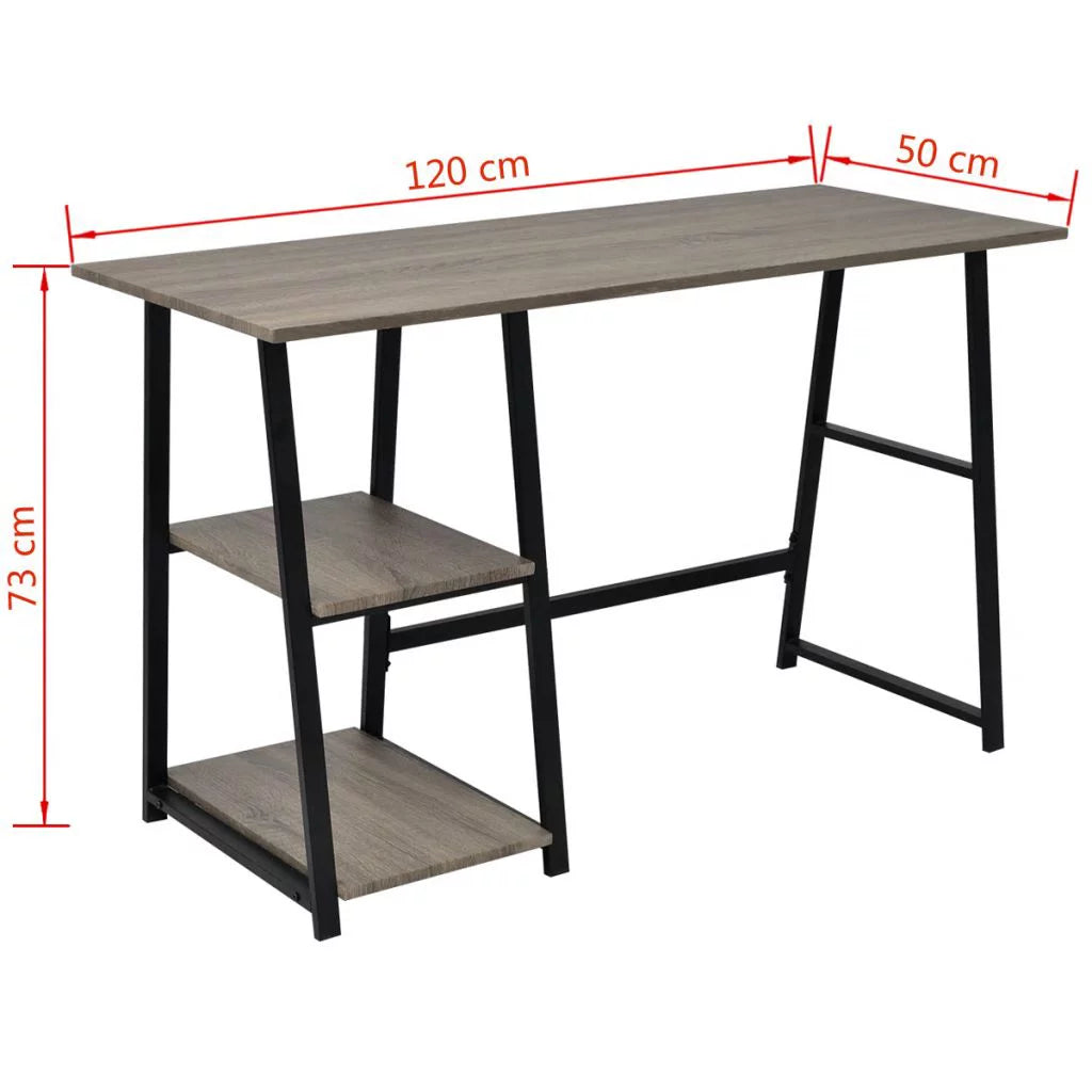 Gray and Oak Writing Desk with 2 Storage Shelves S702750