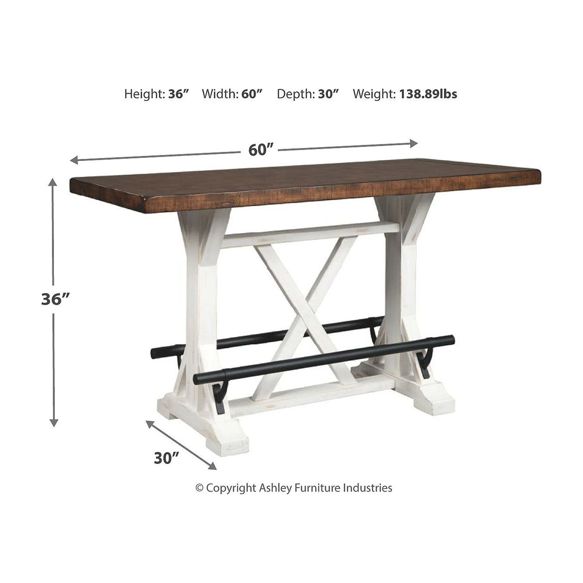 White/Brown Counter Height Dining Table V653