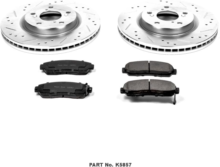 Front Z23 Carbon Fiber Brake Pads with Drilled & Slotted Brake Rotors Kit X266