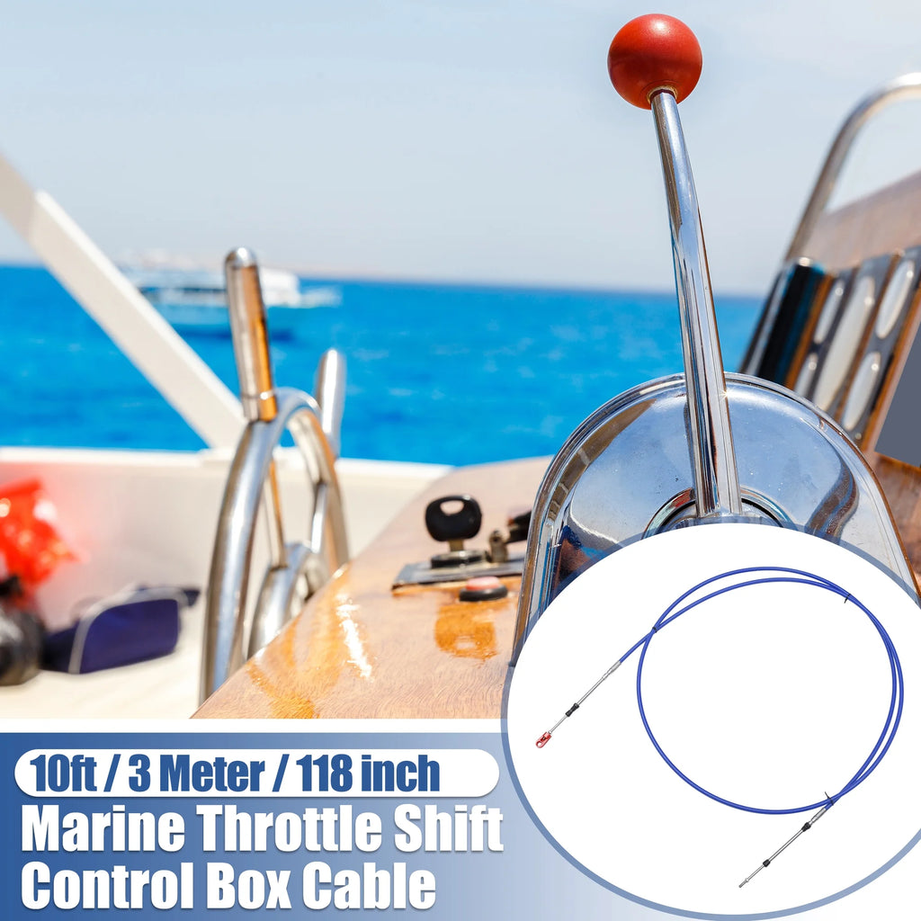 Marine Type Throttle Shift Remote Control Box Cable with Clevis Blue N68105