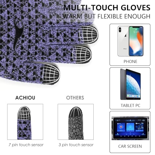 Winter Touch Screen Thermal Knit Gloves with Elastic Cuff F368774