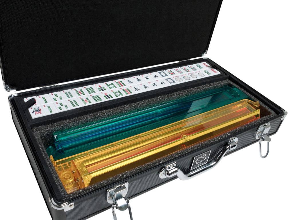 White/Green Tiles Mah Jongg with Aluminum Case S39142