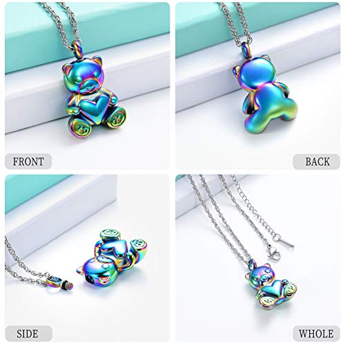 Teddy Bear Cremation Urn Necklace Ashes Jewelry Heart Memorial Urn Keepsake Locket Pendant Ash Holder L8063