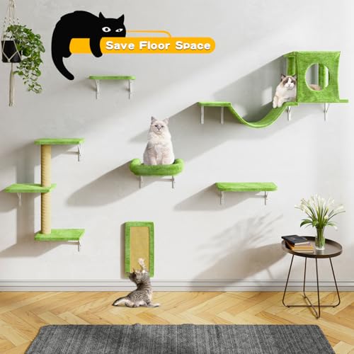 White 6 Pcs Cat Wall Shelves Set Q77429