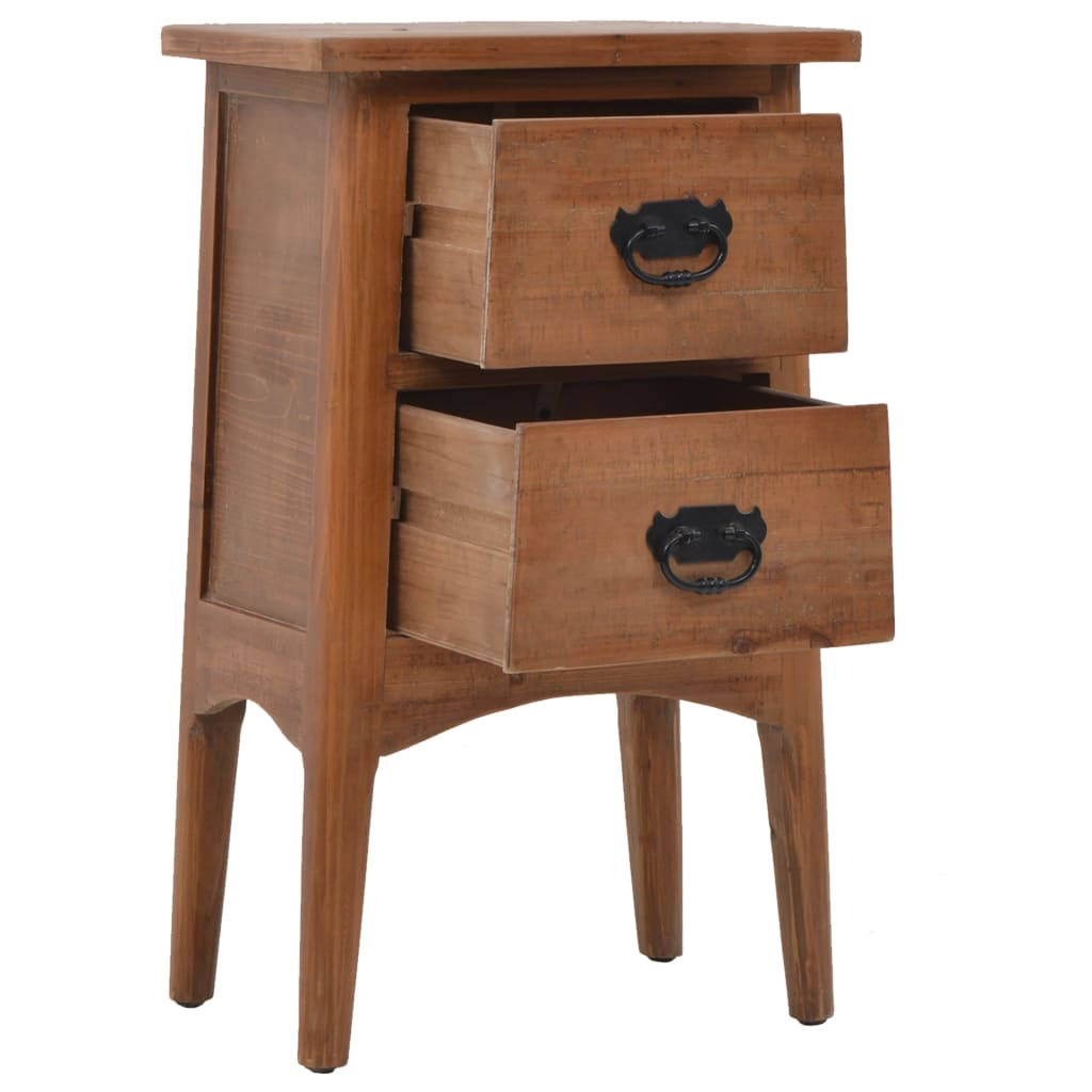 Solid Fir Wood Bedside Cabinet Brown L9694