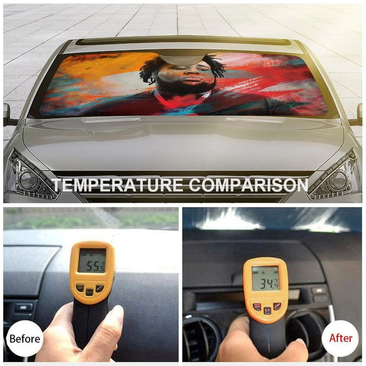 Rod Wave Car Windshield Sunshade Accessories Umbrella Foldable Reflective Sun Visor Front Window Cover Protector E472