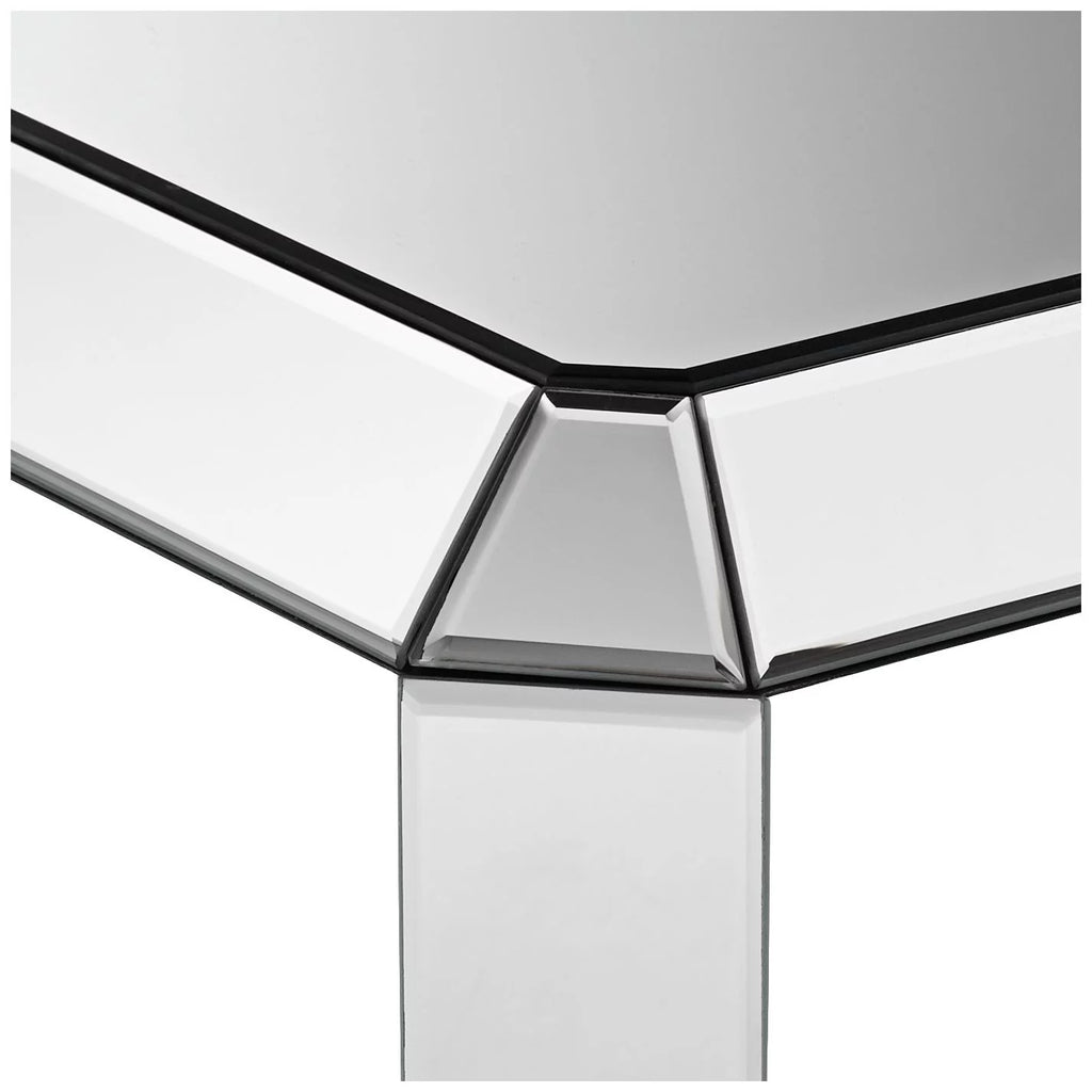 Mirrored Rectangular Accent Side End Table with Open Shelf G5294