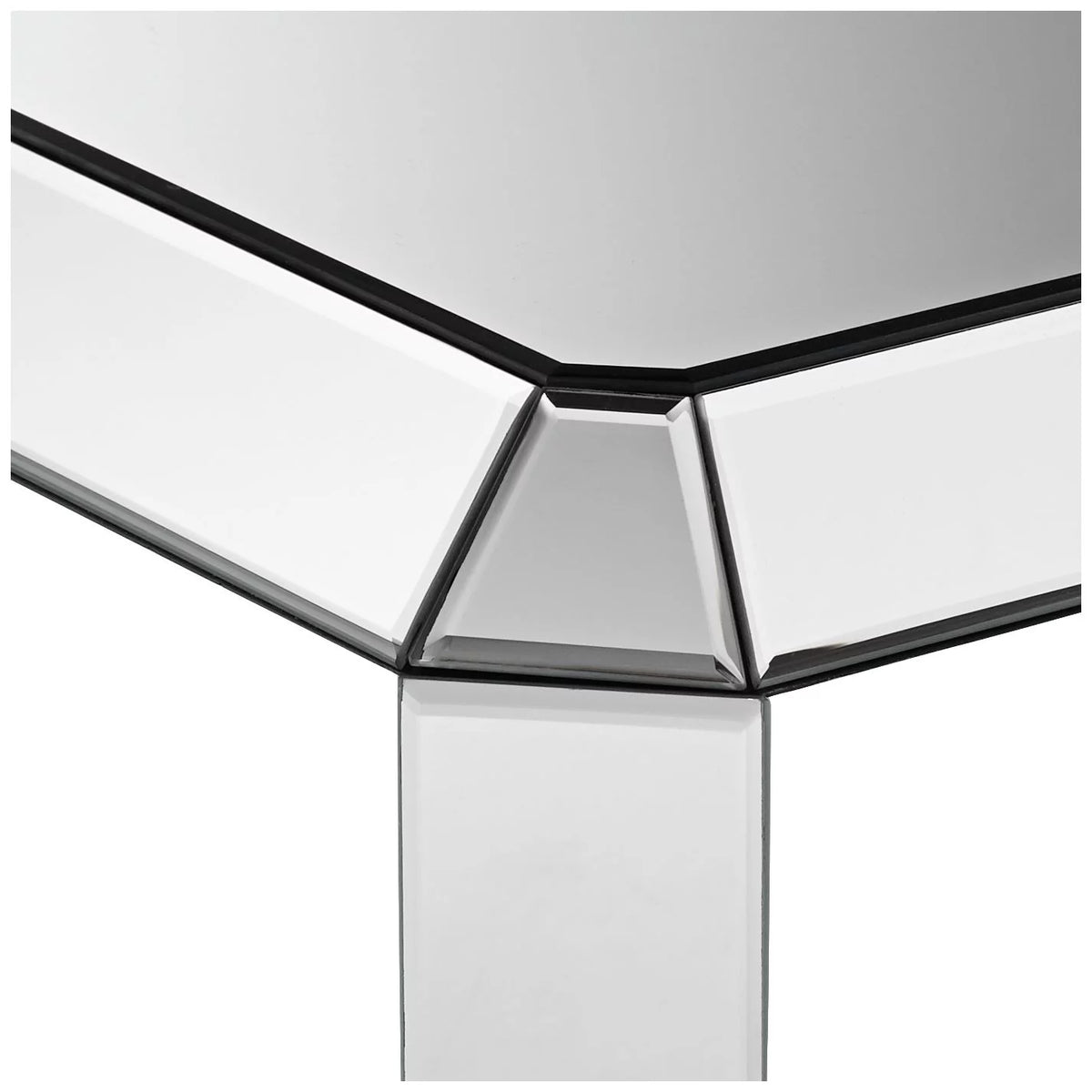 Mirrored Rectangular Accent Side End Table with Open Shelf G5294