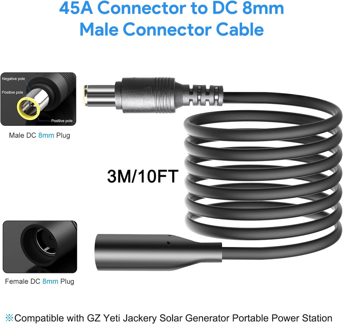 Extension Cable 10FT 3M DC 8.0mm Connector D33507