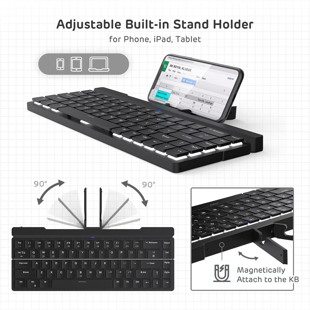 68 Keys 60% Foldable Mechanical Keyboard with Aluminum Body, White Backlit B60638