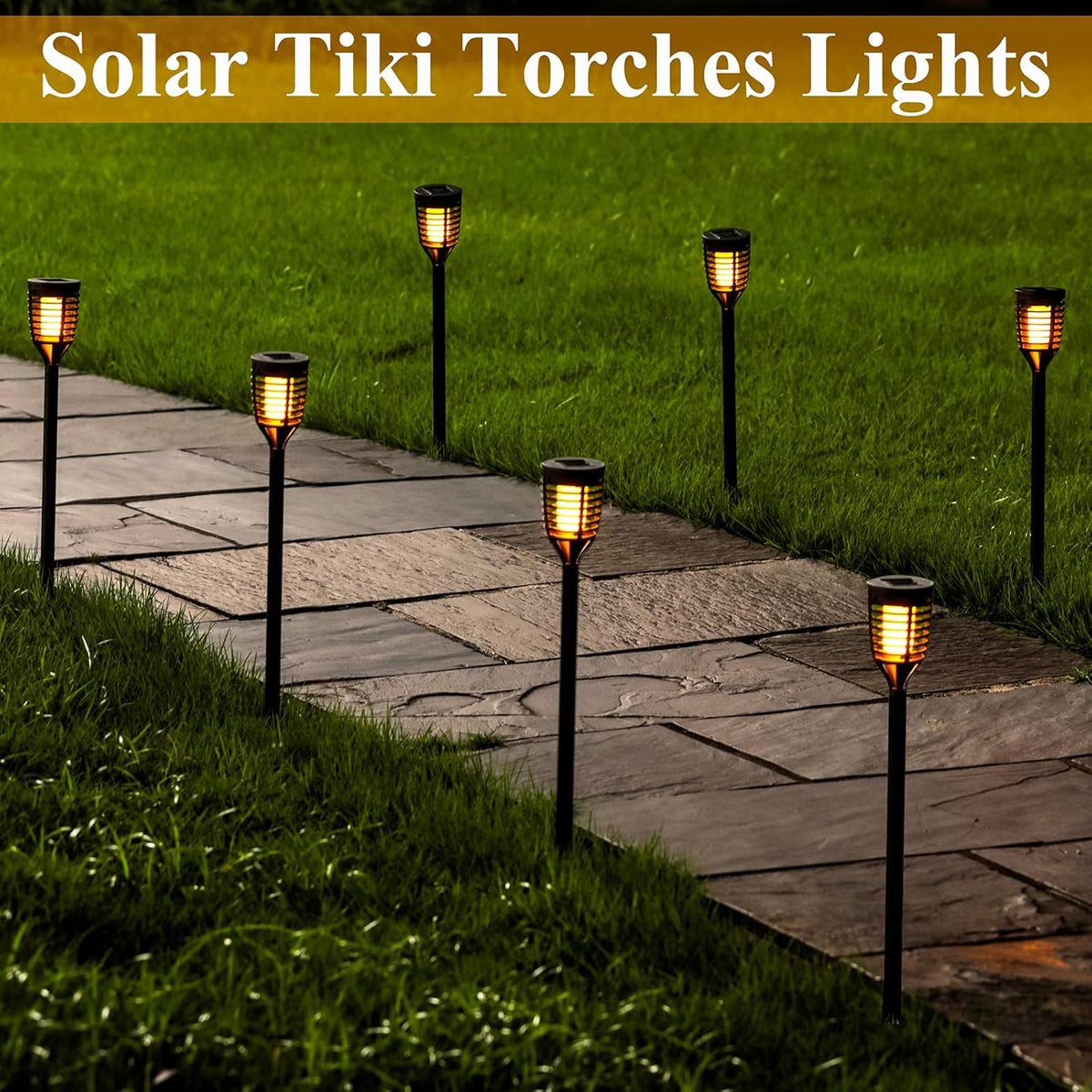 12PK Mini Solar Tiki Torches I3807