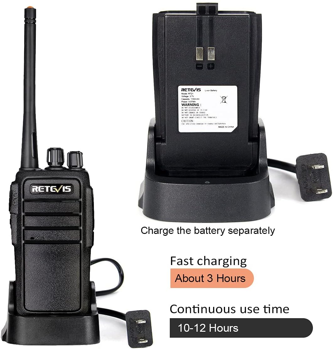 Case of 4 Rechargeable Two Way Radios, 16 Channels VOX Hands Free O39720