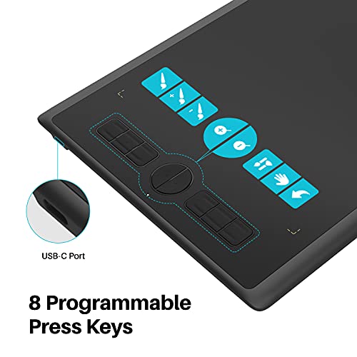Graphics Tablet with Battery-Free Stylus 8192 Pressure Sensitive Black Q30617