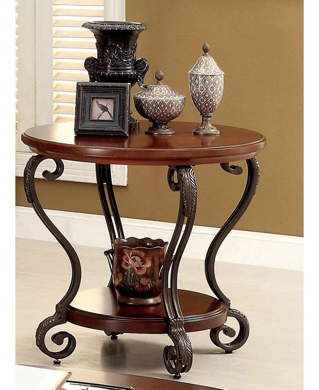 Brown Scrolled Leg End Table Y792672