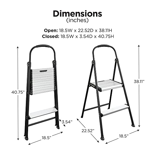 Black Aluminum Folding Step Stool with Rubber Hand Grip E545