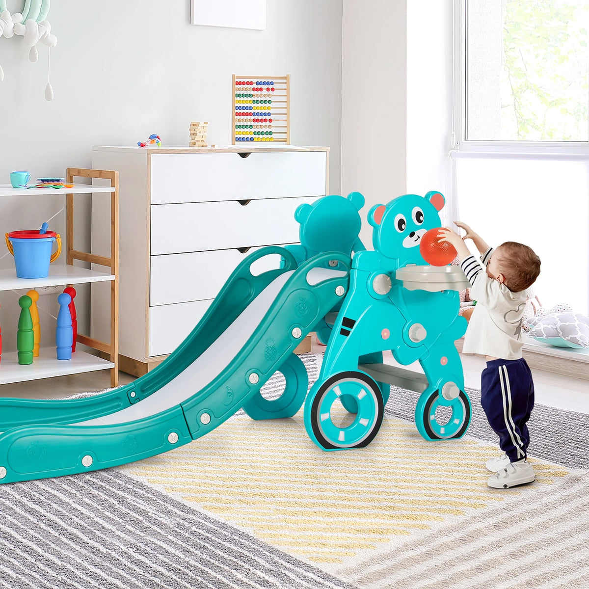 Foldable Baby Slide Toddler Climber PlaySet Pink R806987
