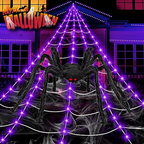16.4Ft 220 LED Lighted Spider Web Lights with 8 Modes Waterproof Timer B611340