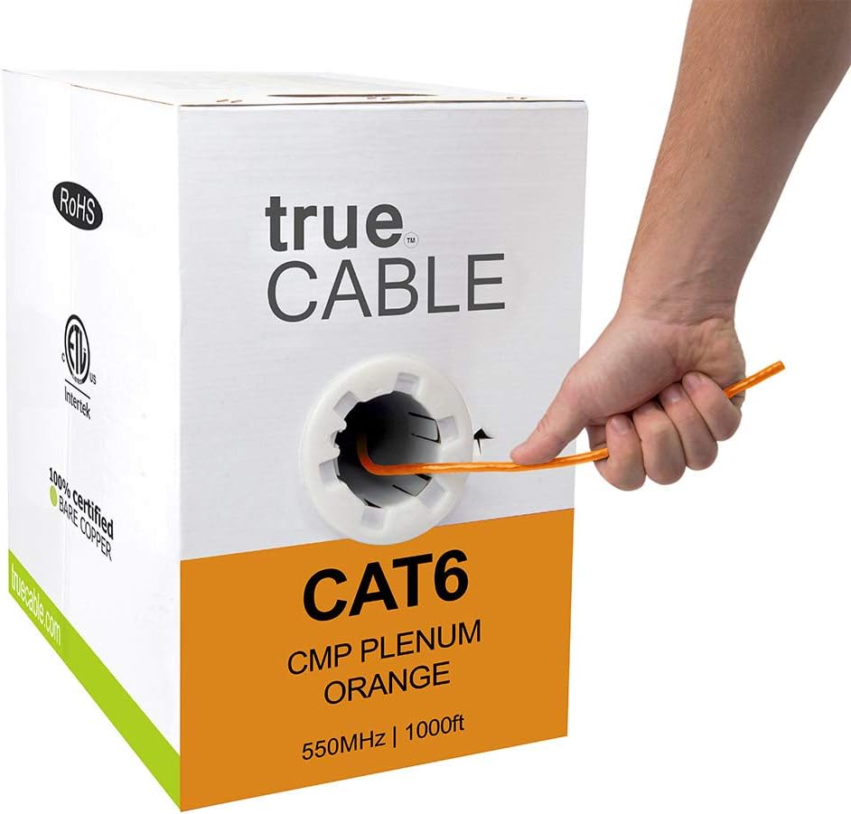 White 1000ft Cat6 Plenum Bare Copper Ethernet Cable C6396