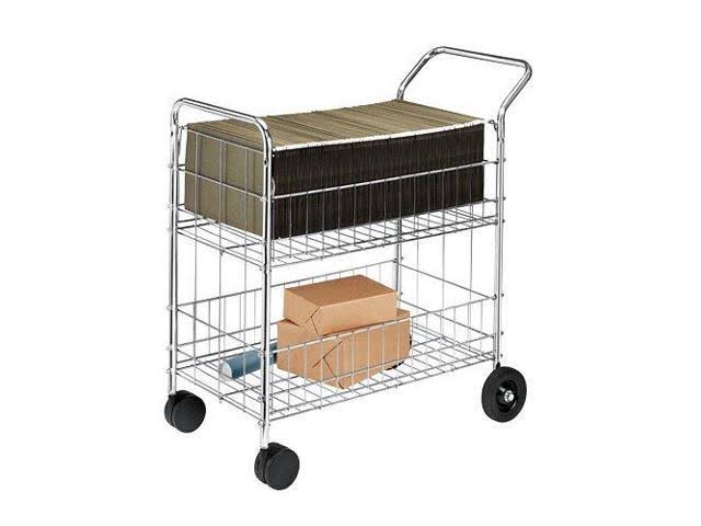 Chrome-Plated Steel Wire Mail Cart with Upper and Lower Baskets F9227