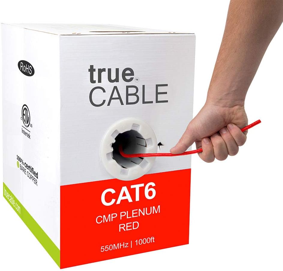 White 1000ft Cat6 Plenum Bare Copper Ethernet Cable C6396