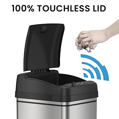 13 Gallon Motion Sensor Stainless Steel Trash Can with Lid G25681