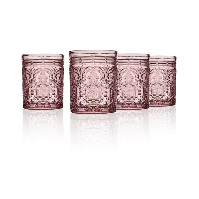 11 oz Pink Double Old Fashion Glass Set of 4 U462089