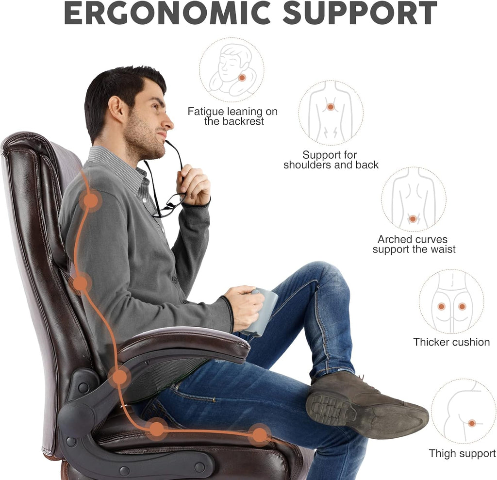 Brown PU Leather High Back Ergonomic Desk Chair K774