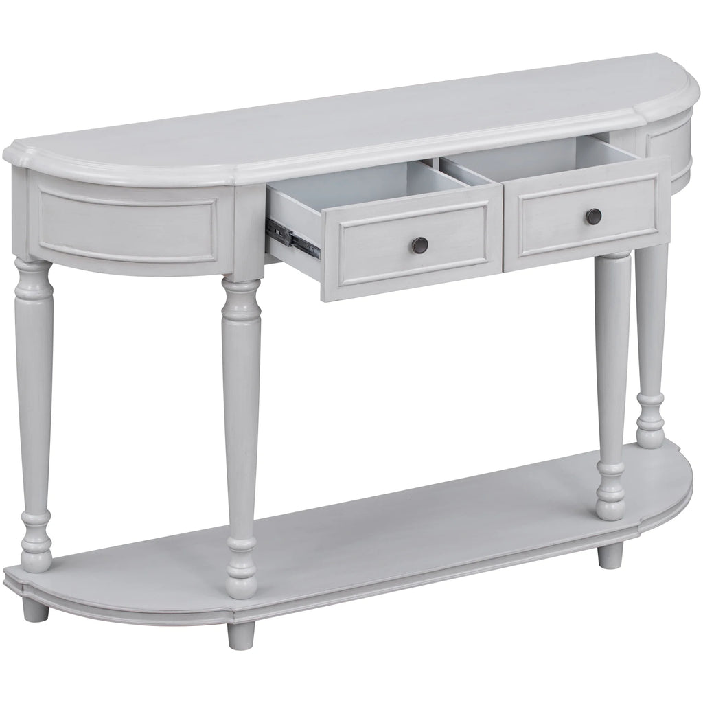 52'' Solid Wood Curved Console Table with 2 Drawers and 1 Shelf Q165987