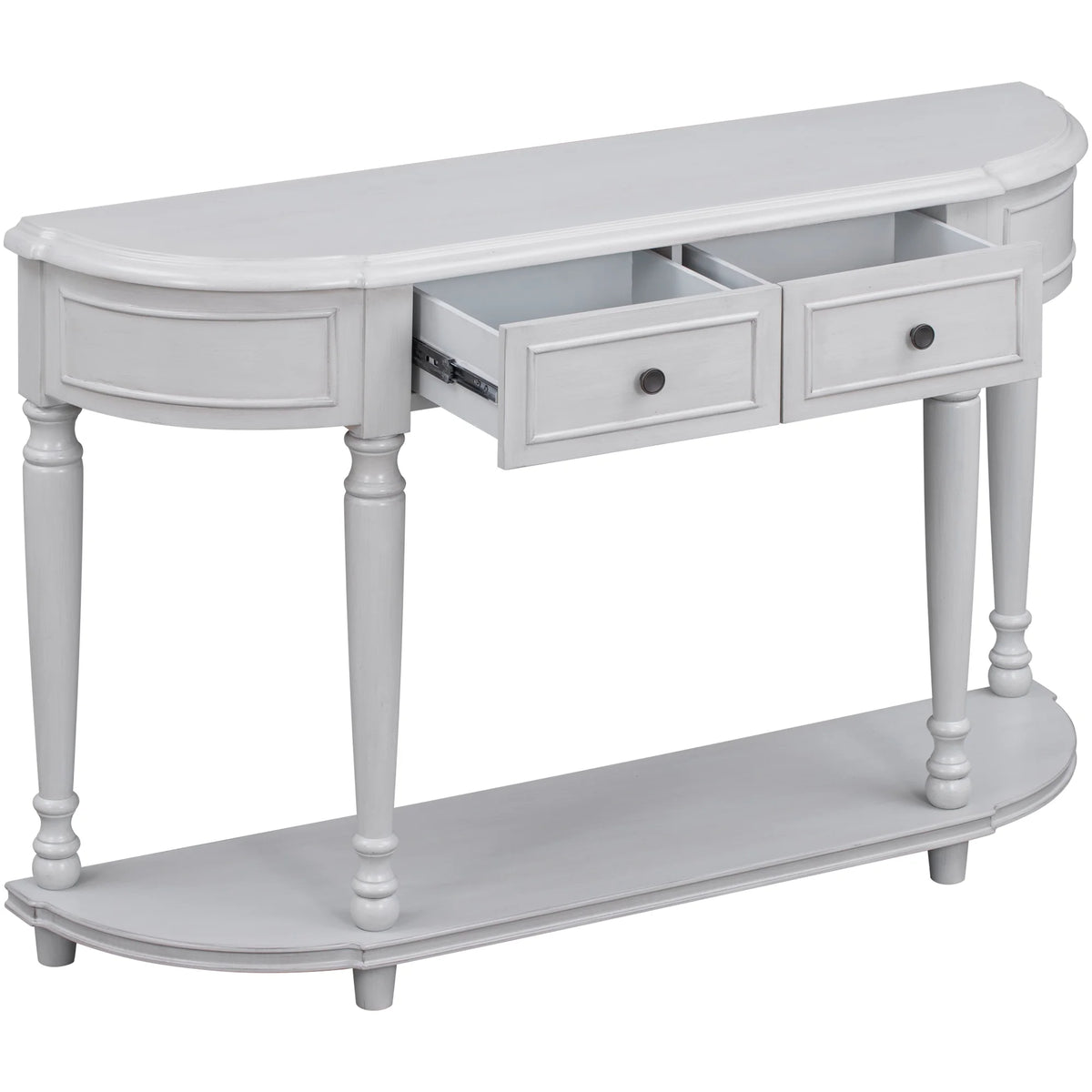 52'' Solid Wood Curved Console Table with 2 Drawers and 1 Shelf Q165987