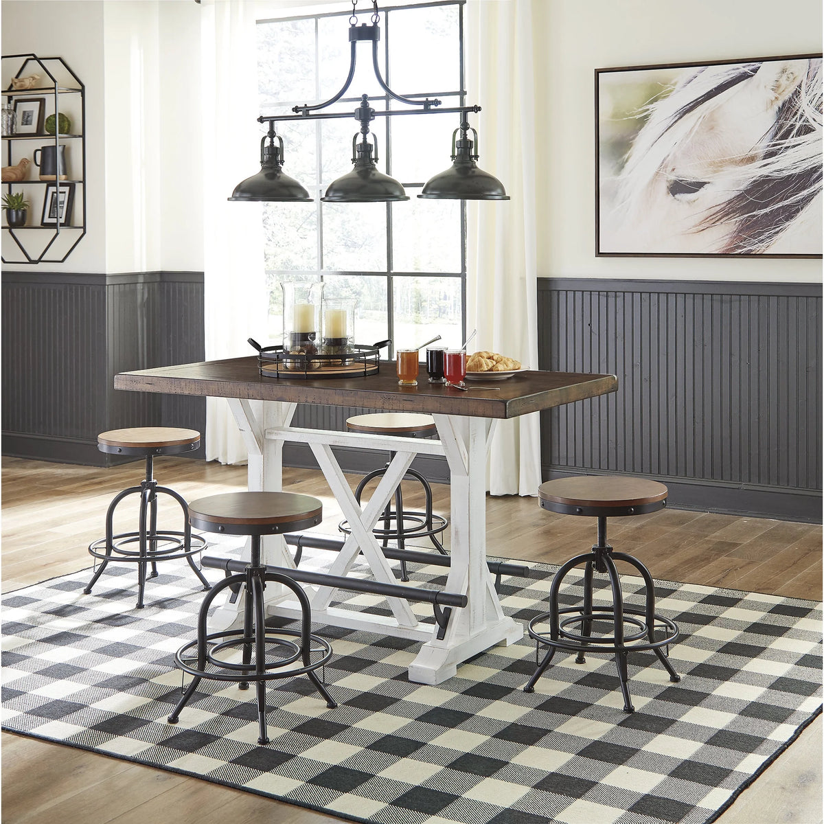White/Brown Counter Height Dining Table V653