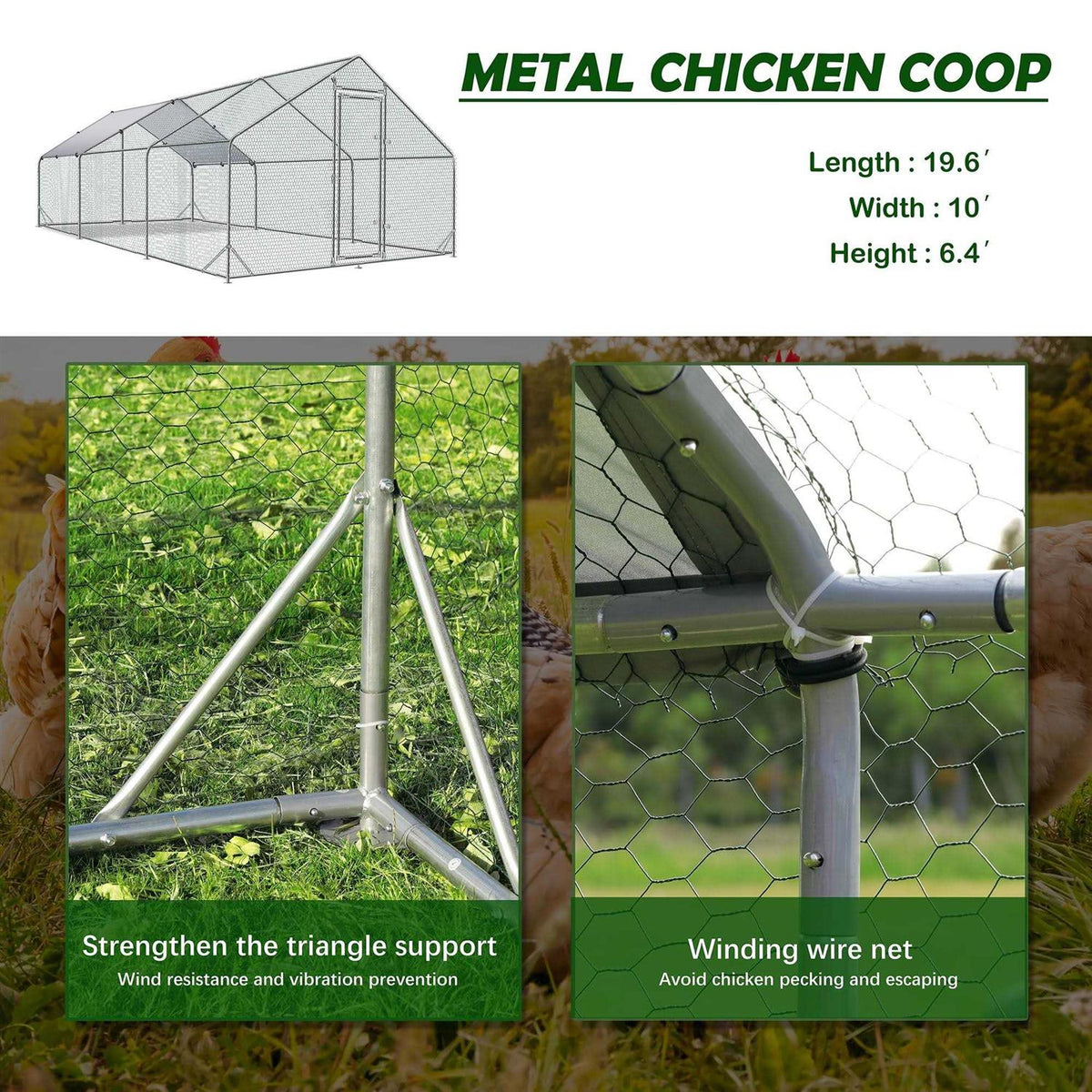 Large Metal Chicken Coop Wire Mesh Chicken Run K790