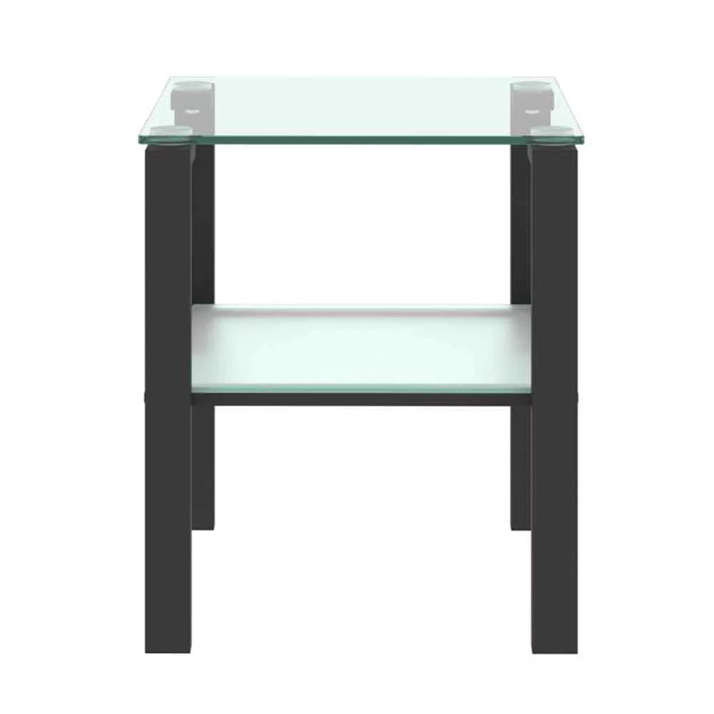 Tempered Glass Top Tea Table with Iron Tube Legs and Shelf O505032