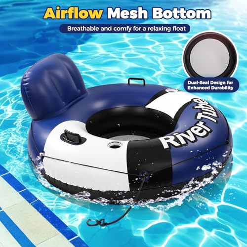 Inflatable Pool Float with Canopy and Cup Holder Q2639