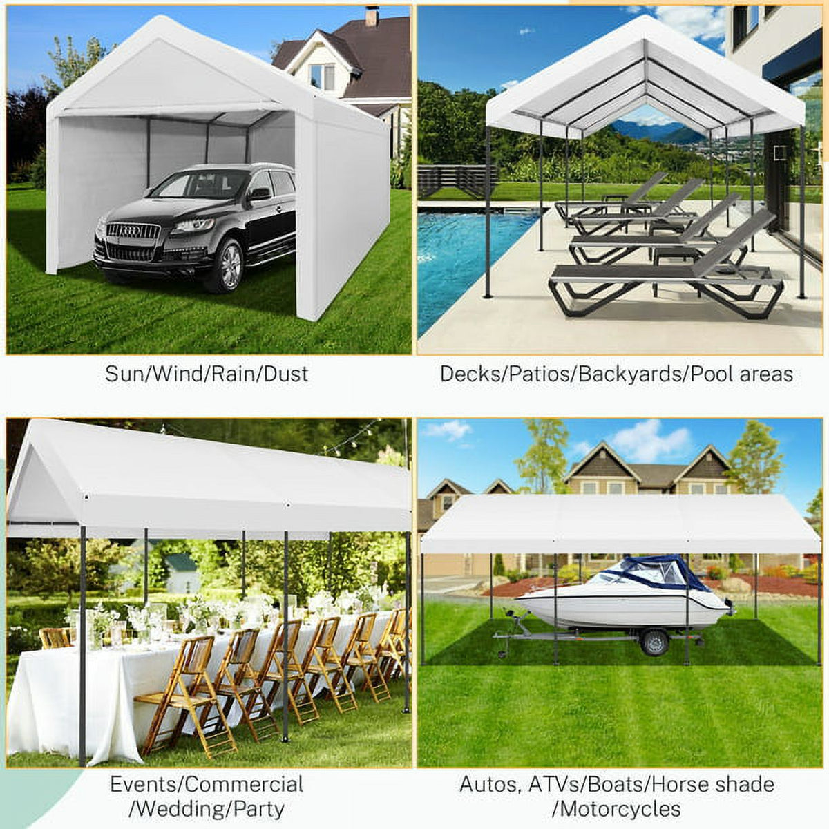 10x20ft Heavy Duty Double-Layer Waterproof Steel Frame Carport Canopy K2702