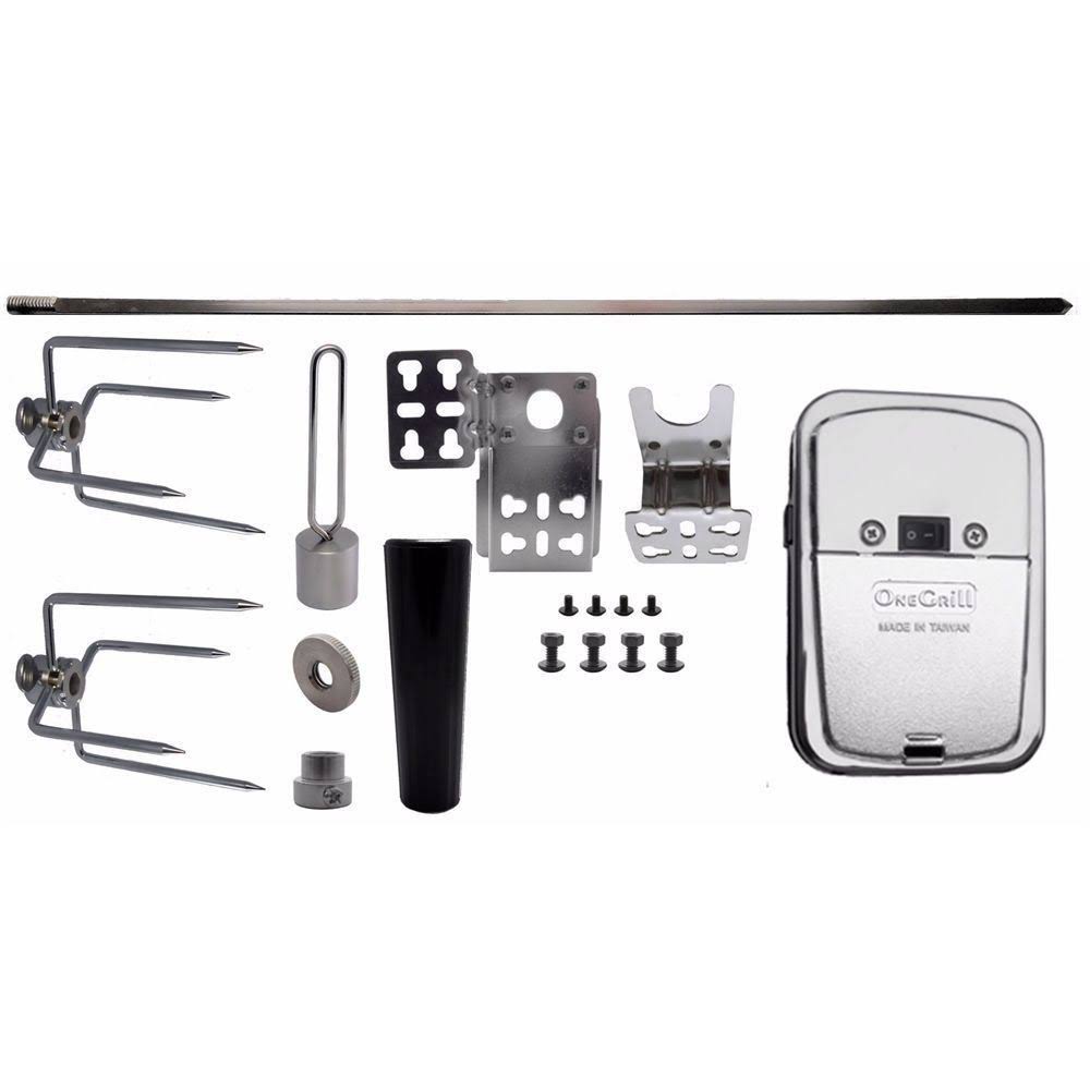 Universal Grill Rotisserie Kit Chrome Cordless Motor E221371
